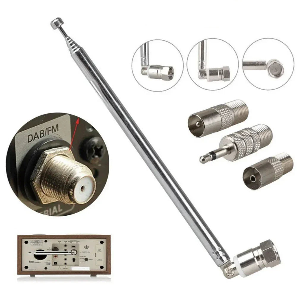 Telescopic Aerial Antenna 75 Ohm with TV & 3.5 Adapter for F Type 7120