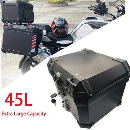 45L Motorcycle Tour Tail Box Trunk Luggage Carrier Case for Black Motorcycles