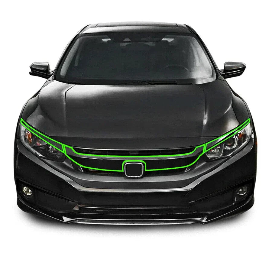 8 Pcs Front Hood Grille Bumper Trim Stickers for Honda Civic (2016-2020)