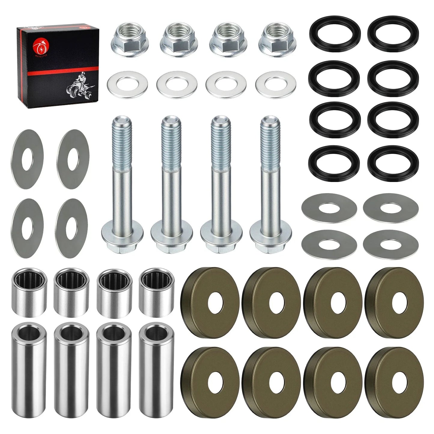 Front Lower A-Arm Bushing Seal Kits & Bolts for Suzuki LT-Z400 (2004–2009)