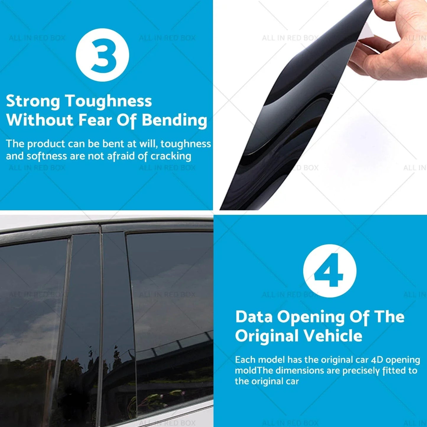 4 x Black Pillar Post Cover Trims for Cadillac Escalade (2007-2014)