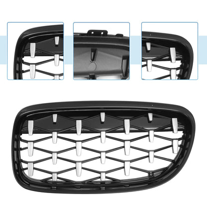 Front Hood Bumper Grille for BMW 335d 328i 335i xDrive Silver Tone Pair