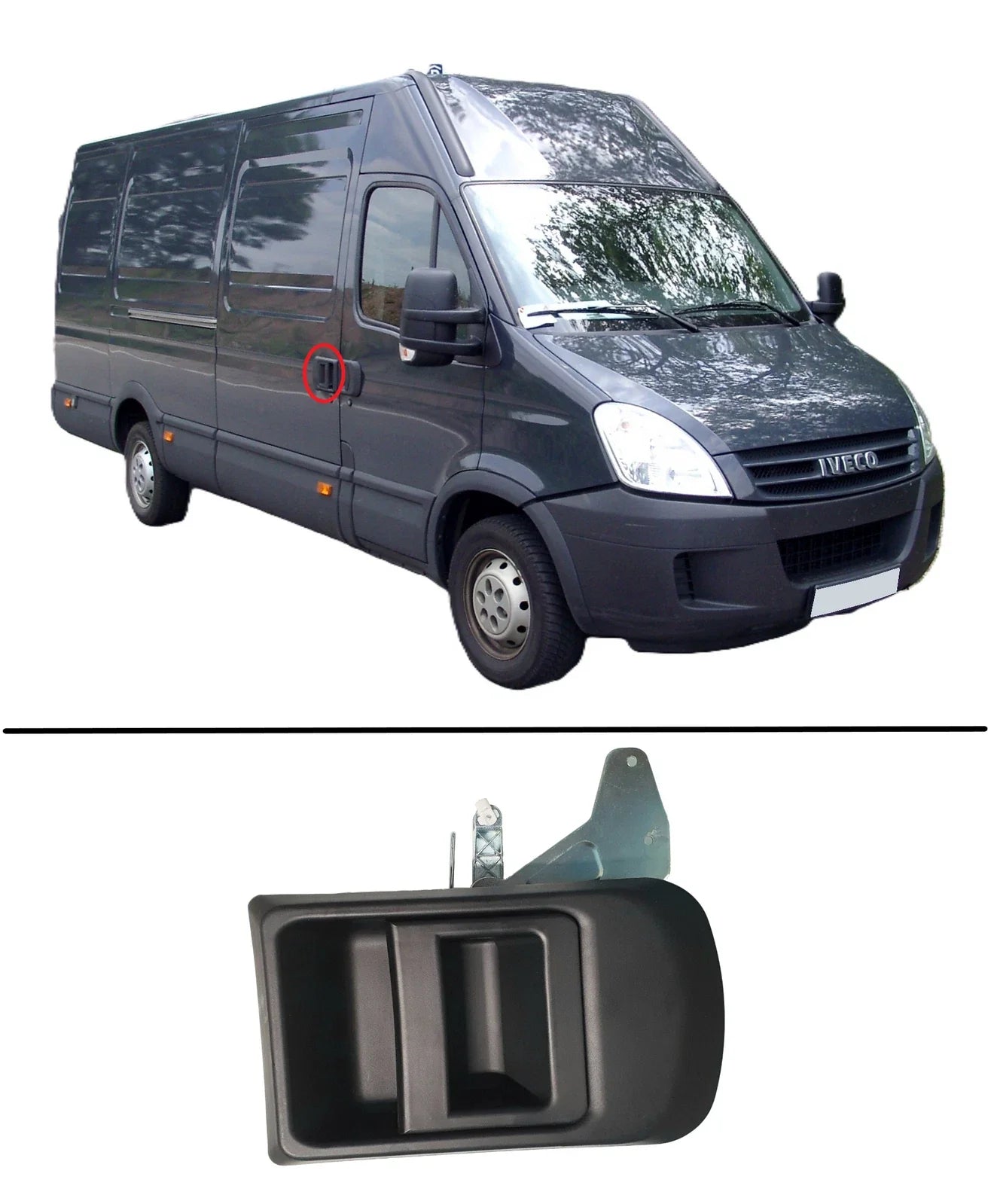 Textured Black Side Sliding Door Handle for Iveco Daily Van (2000–2011)