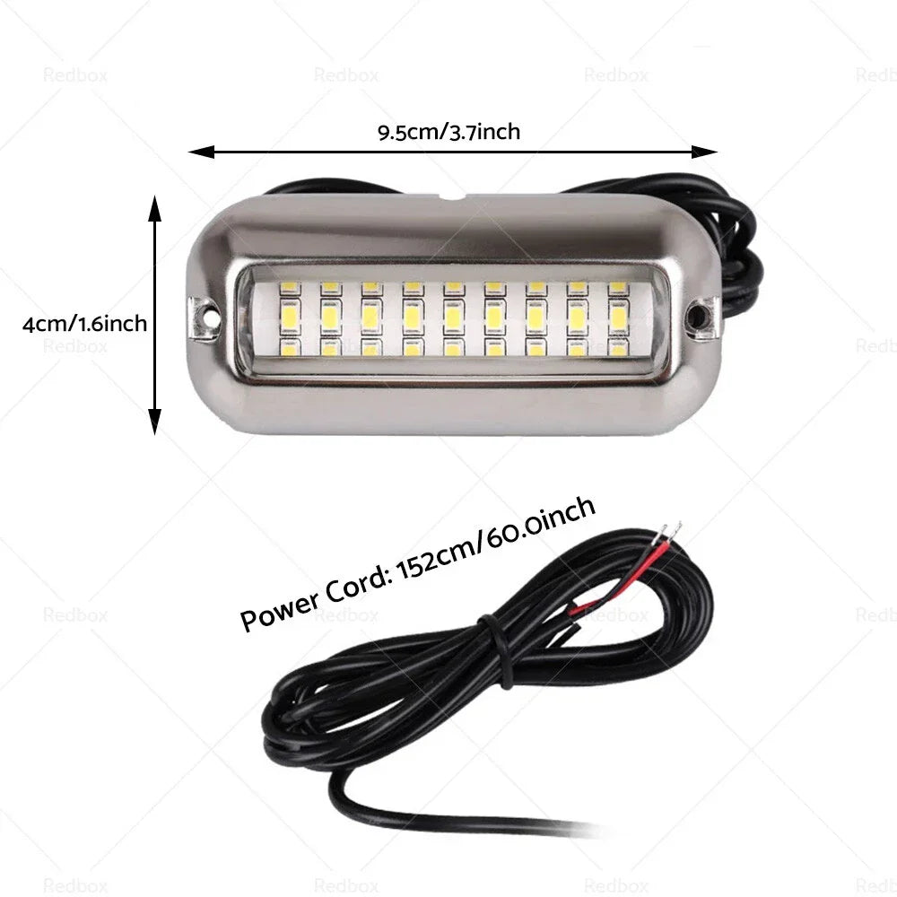 Blue 27 LED Stainless Steel Underwater Boat Transom Light for Pontoon