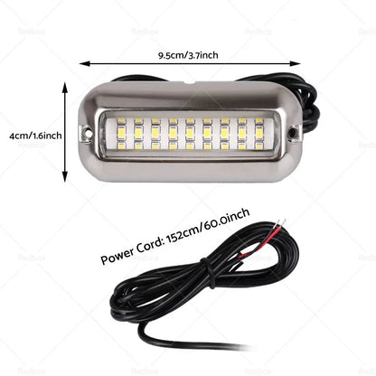 Blue 27 LED Stainless Steel Underwater Boat Transom Light for Pontoon