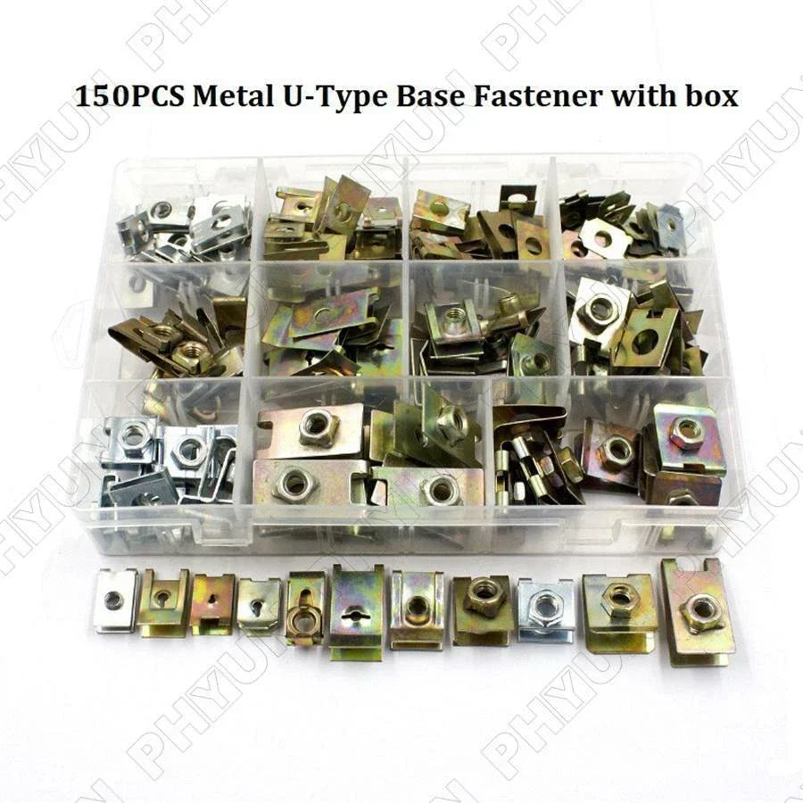 150Pcs Metal U-Type Fastener Clips for Car Body Panel Bumper Retainers