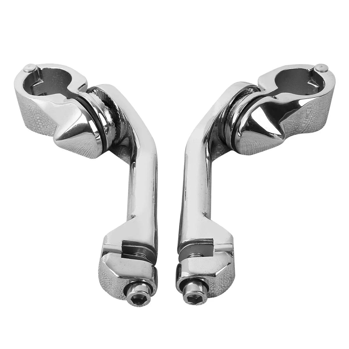 Chrome Long Angled Highway Crash Bar Foot Peg Mounts for Harley Touring