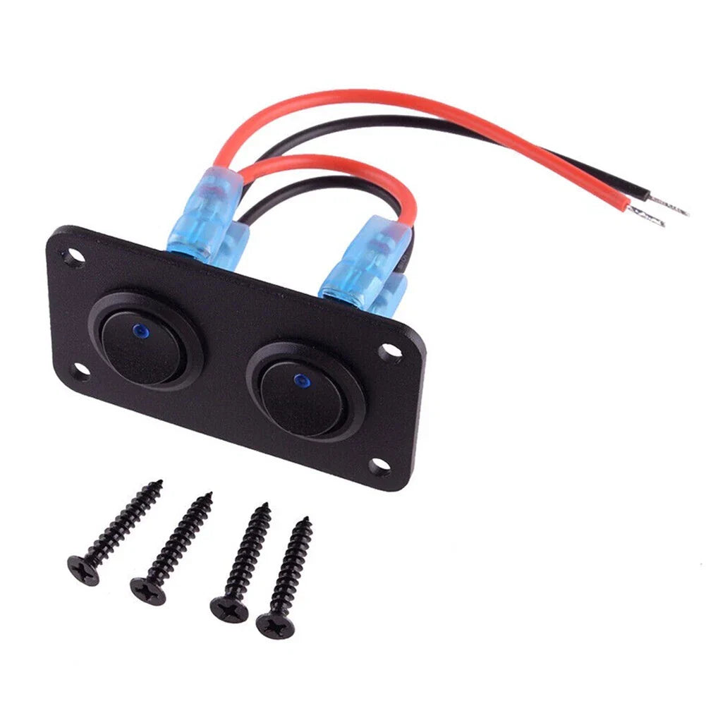 12V 2 Gang Toggle Rocker Switch Panel Blue LED Light for Car Marine