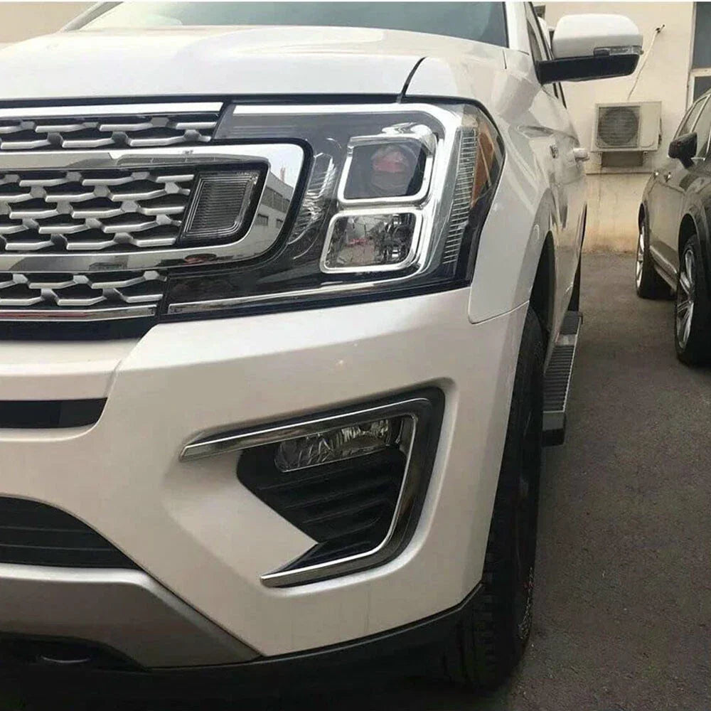 Chrome Front Fog Light Lamp Cover Trim for 2018-2021 Ford Expedition