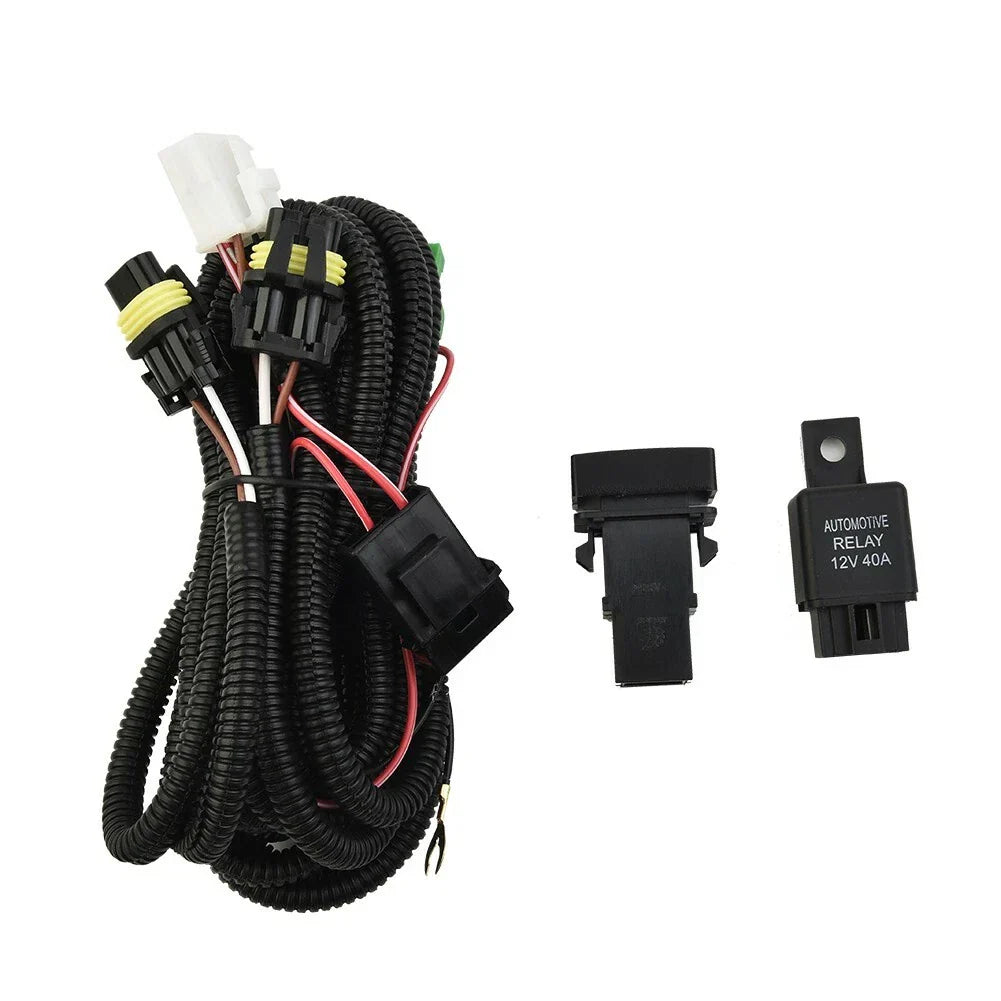 H11 Fog Lights Wiring Harness Socket w LED Indicator + Automotive Relay for Car