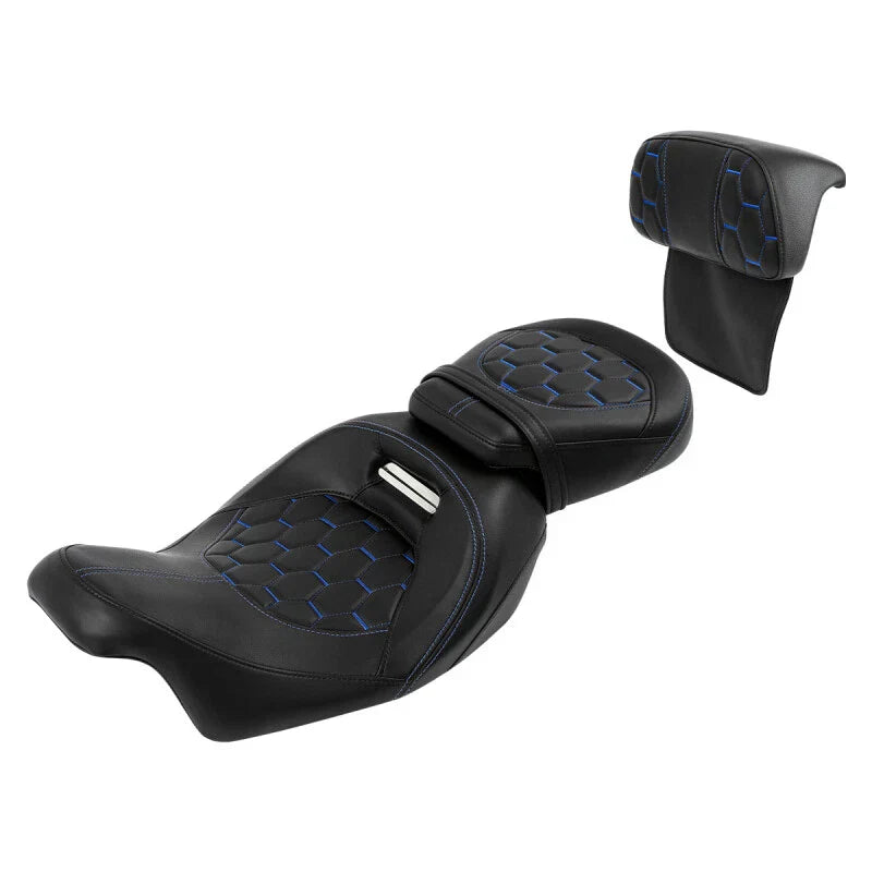 Driver Passenger Seat Backrest for Harley Street Glide (2014-2023) Blue Stitch