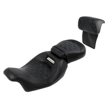 Driver Passenger Seat Backrest for Harley Street Glide (2014-2023) Blue Stitch