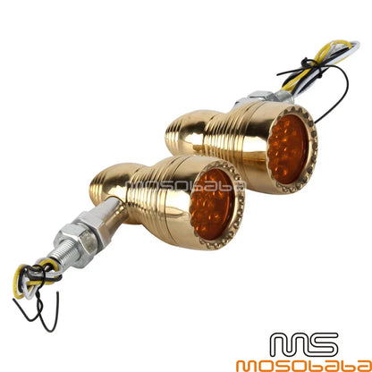 10mm Brass Turn Signal Lights for Harley Dyna FXDB (2006-2017)