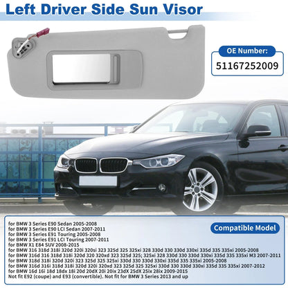 Left Side Sun Visor for BMW 3 Series E90/E91 (2005-2008)