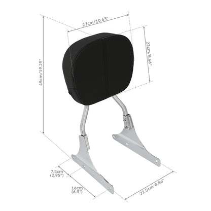 Chrome Backrest Sissy Bar for Harley Heritage Softail Classic FLSTC (1984-2017)