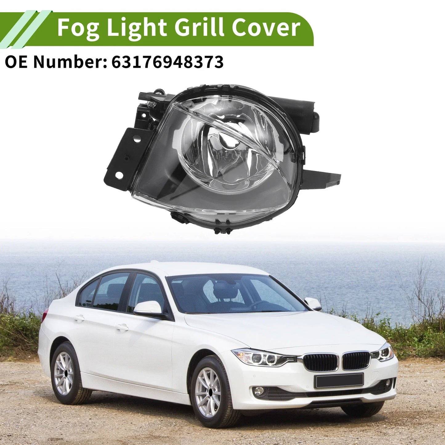 Left Fog Light Grille for BMW 330i (2006 - 2008) Clear Black