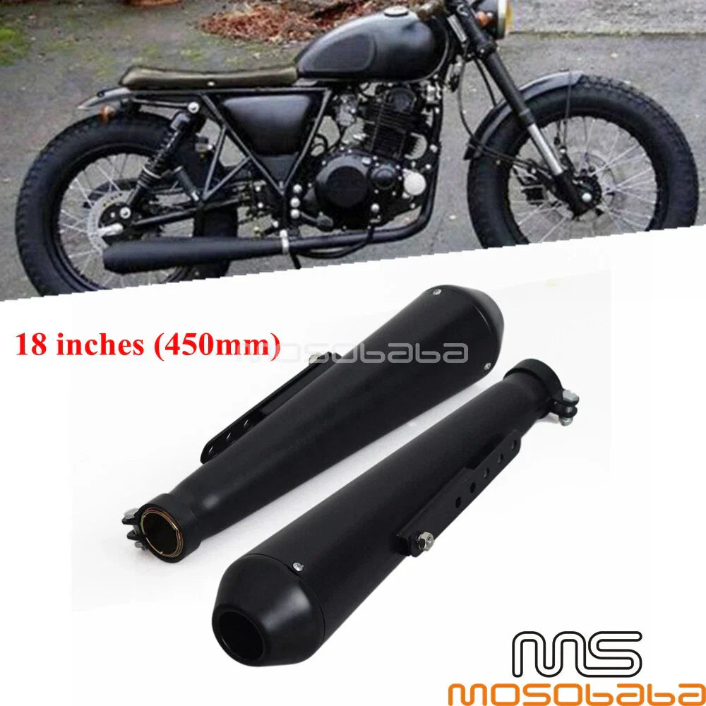 18" Reverse Cone Shorty Exhaust Muffler Pipes for Cafe Racer