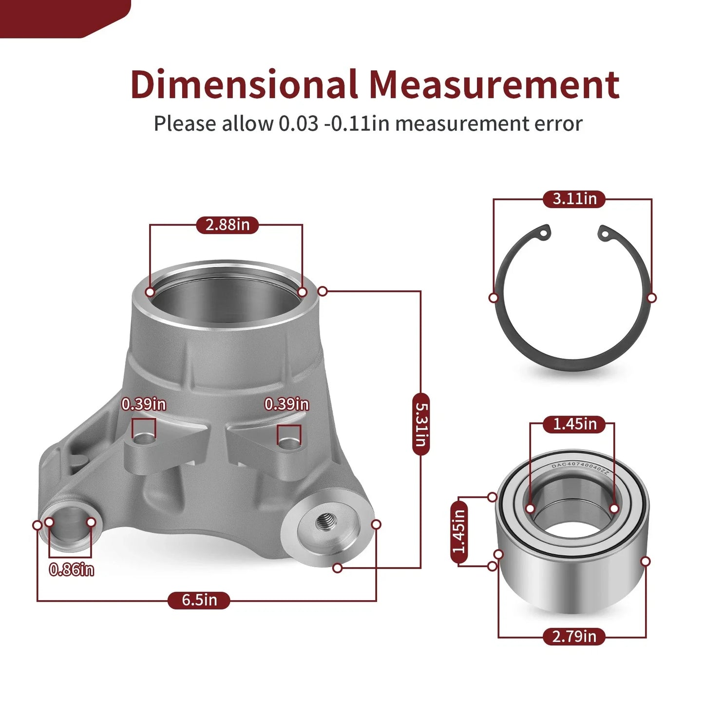 2 x Rear Wheel Bearing Carrier & Bearing for Polaris Sportsman 400 450 500 570 800