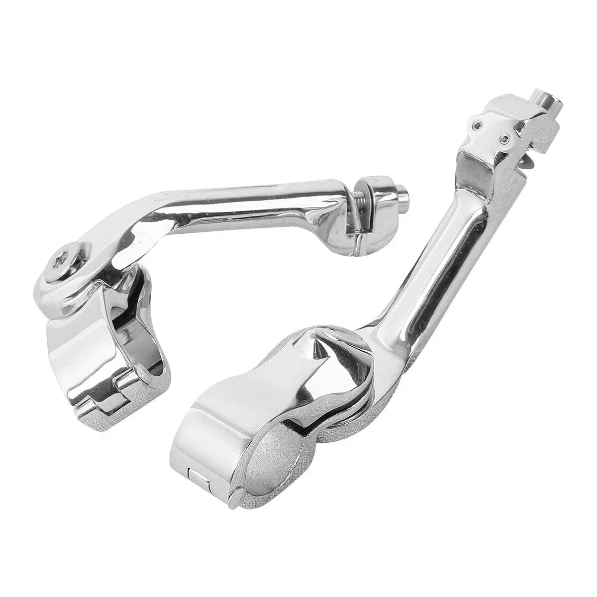 Chrome Long Angled Highway Crash Bar Foot Peg Mounts for Harley Touring