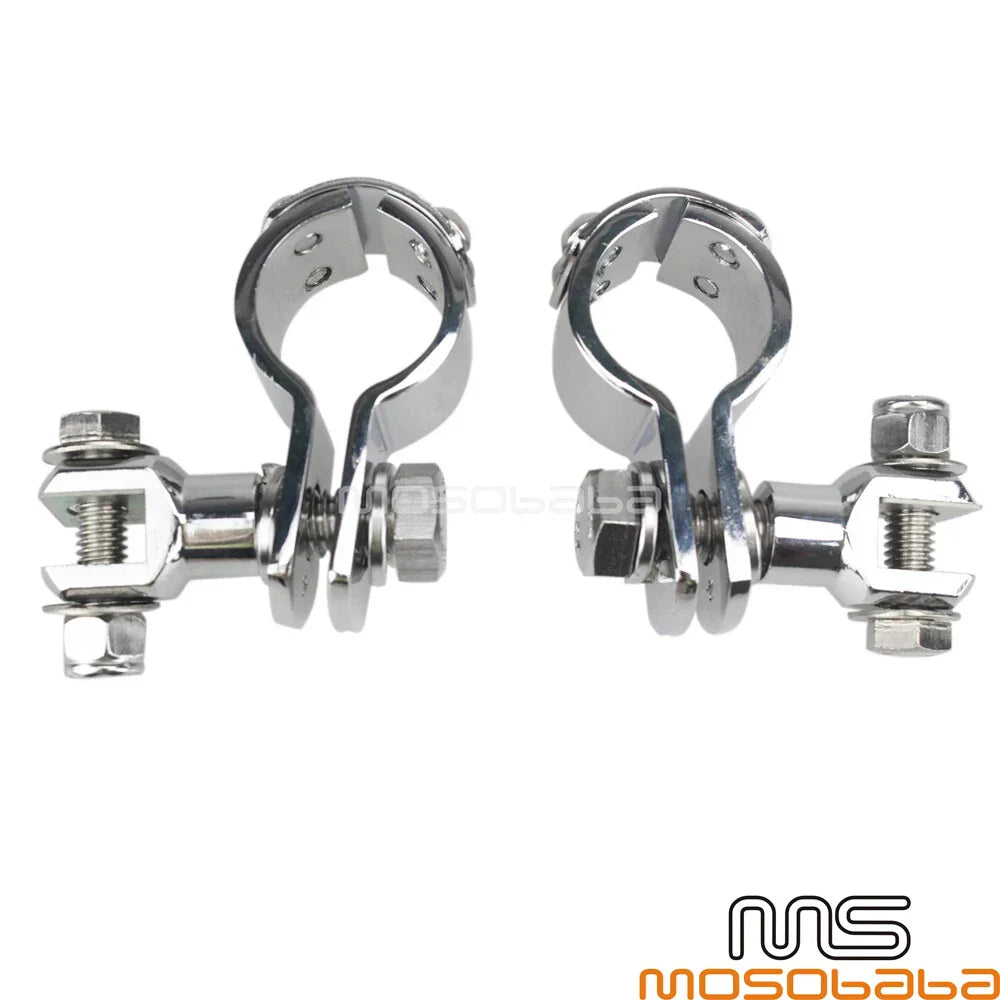 1-1/4" Chrome Engine Guard Crash Bar Mount Clamps for Harley
