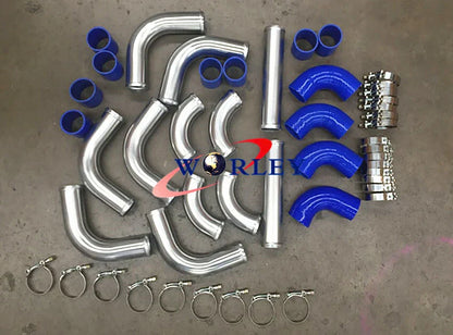 600x300x76mm Front Mount Intercooler + 3" Piping + Red Hose for Car Model