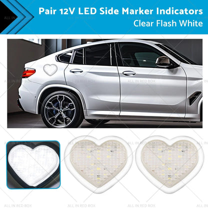 12V LED Side Marker Indicators - Clear Flash for Heart