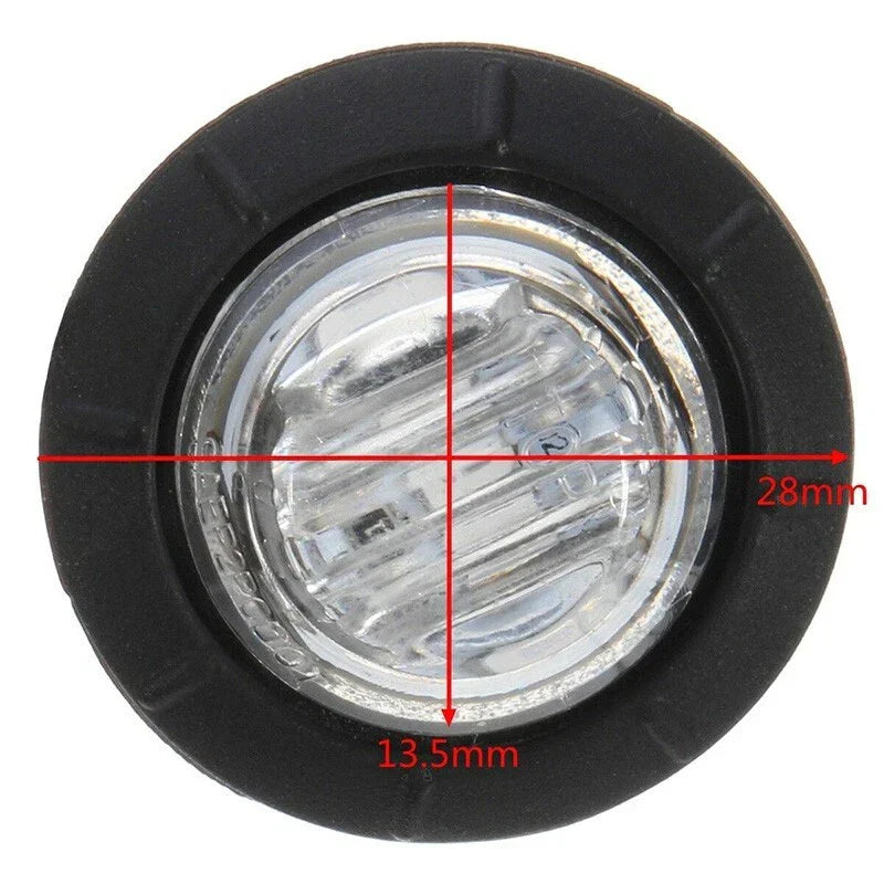 White LED Button Marker Light 4x 12V/24V for Car/Truck/Trailer