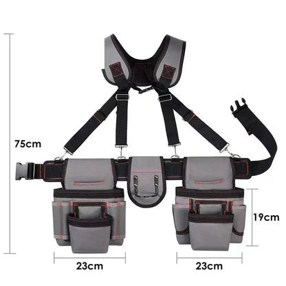 Adjustable Electrician Tool Bag with Suspenders & Pouches for Electricians