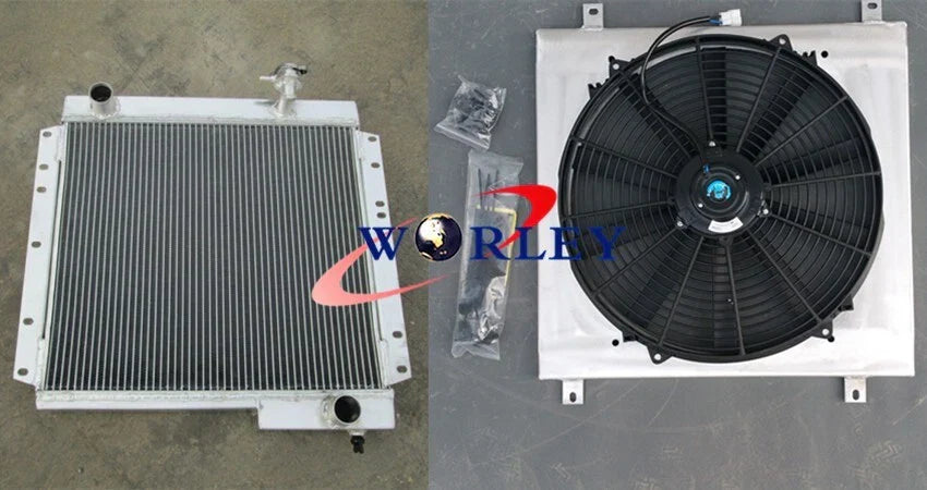 3 Row Aluminum Radiator & Fan Shroud for Toyota Land Cruiser FJ40 FJ45 (1960-1984)