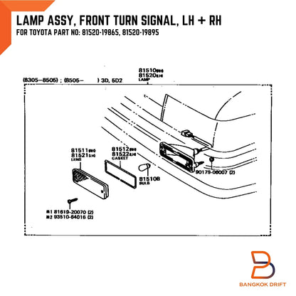 Front Bumper Indicator Parking Lights for Toyota Corolla (1983-1987)