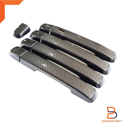 Black Carbon Fiber 4 Door Handle Cover Trim for Isuzu D-Max, MU-X (12-19)