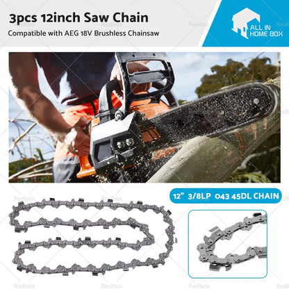 3 x 12" 3/8LP 45DL Chainsaw Chains for AEG 18V Brushless ACS18B (2020-2023)