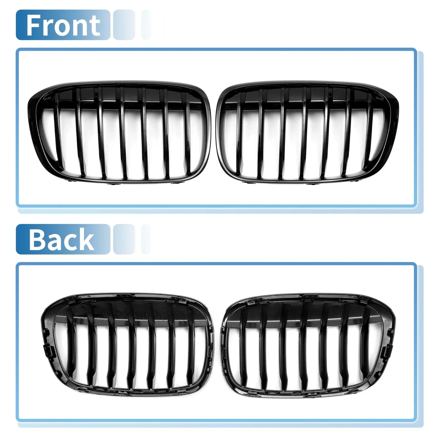 Pair Front Upper Bumper Grille for BMW X1 F48 (2016 - 2022)