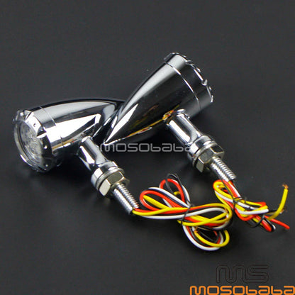 Chrome Bullet LED Brake Running Turn Signal Lights for Harley Dyna (2006-2023)