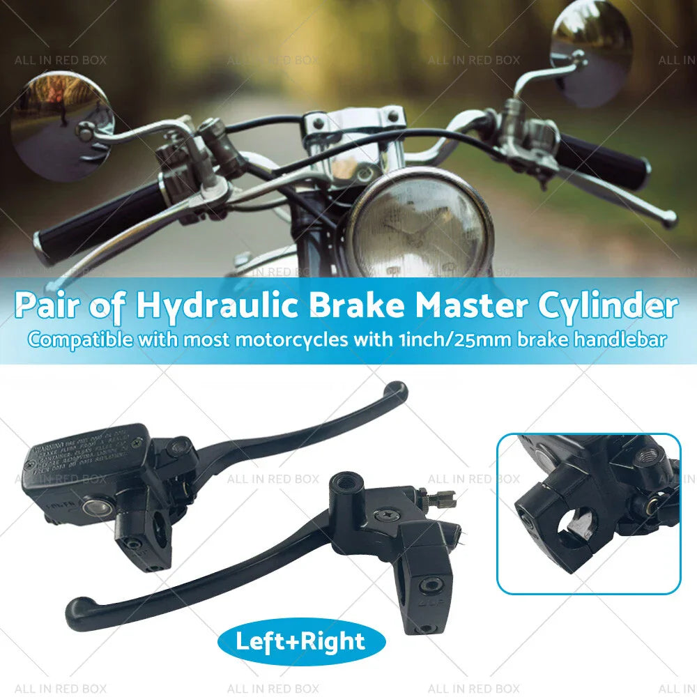 1" 25mm Pair Motorcycle Hydraulic Brake Clutch Master Cylinder Lever for Bike