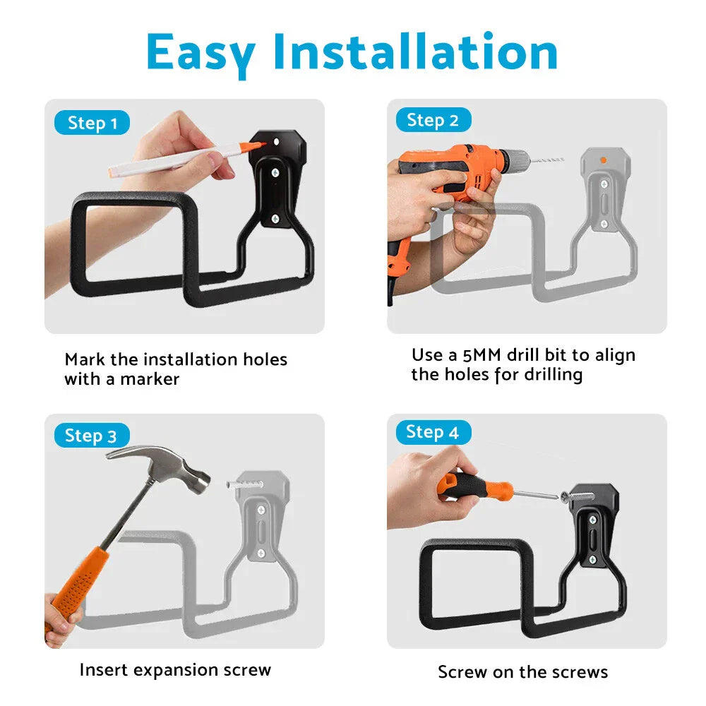 Metal Wall Mount Hose Holder Organizer Hook for Water Hose Garage
