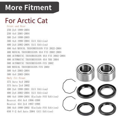 Front / Rear Wheel Bearing & Seals 2 x for Arctic Cat 300 (1998–2004)