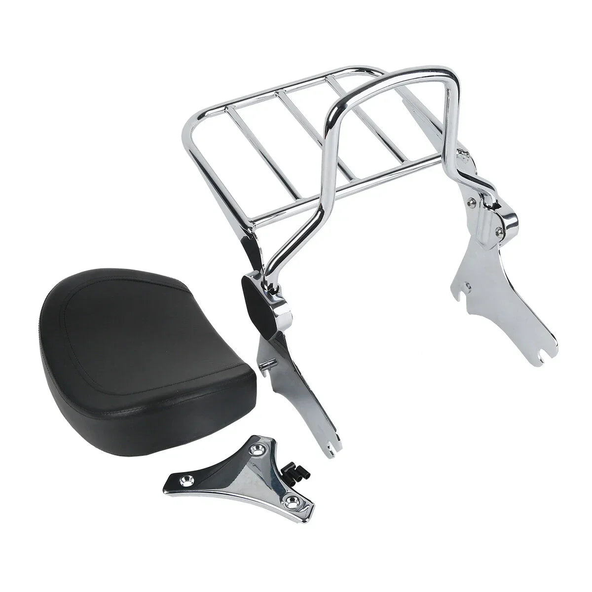 Chrome/Black Sissy Bar Backrest Luggage Rack for Harley Touring (1997-2008)