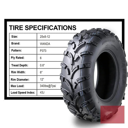 WANDA Front 25x8-12 Tires for ATV