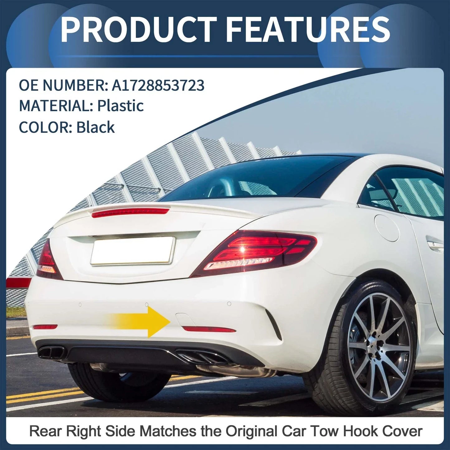 Rear Bumper Tow Hook Cover for Mercedes-Benz W172 R172 (2012-2019) Black