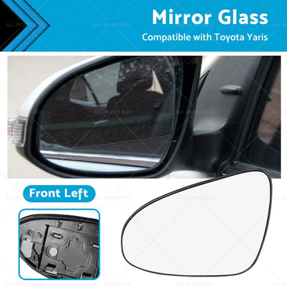 Left Side Mirror Glass with Back Plate for Toyota Yaris (2012-2017)