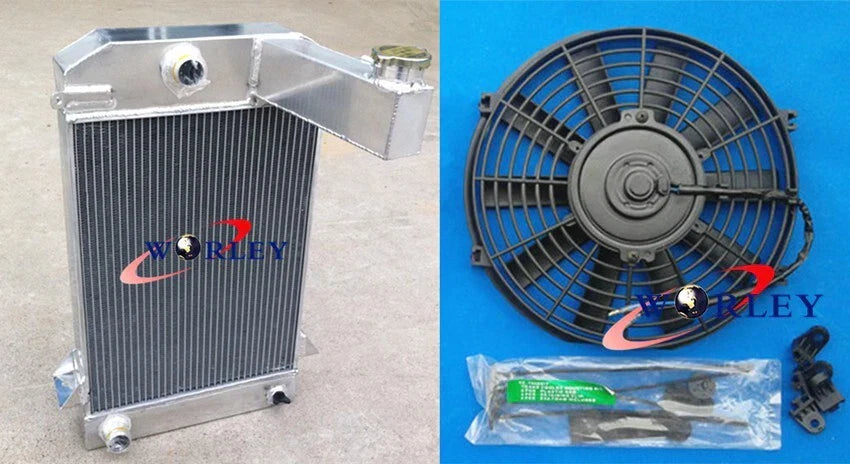 3 Row Aluminum Radiator + Fan for Triumph TR2/TR3/TR3A/TR3B (1953-1962)