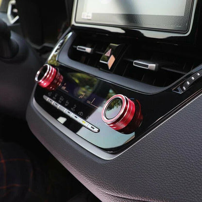 2x Red Alu Middle Console AC Knob Cover Trim for Toyota Corolla (2019–2021)