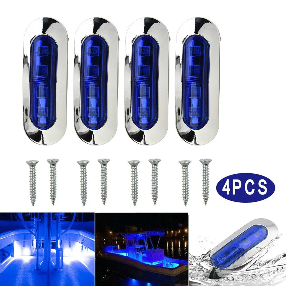 Lamp 12-24V 4x Blue Courtesy Lights for Marine Boat