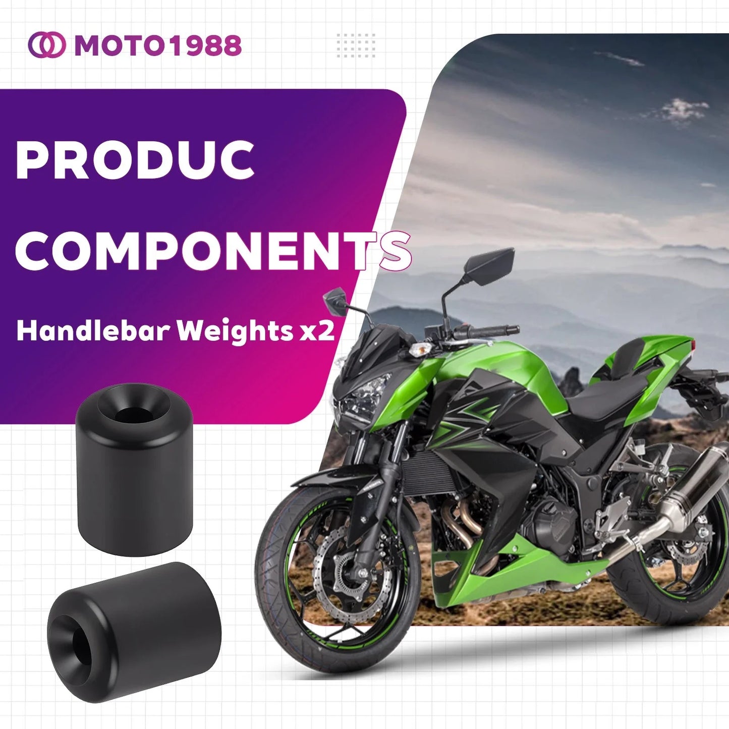 2Pcs Handlebar Weights for Kawasaki Ninja 500R EX500D (1997–2009)