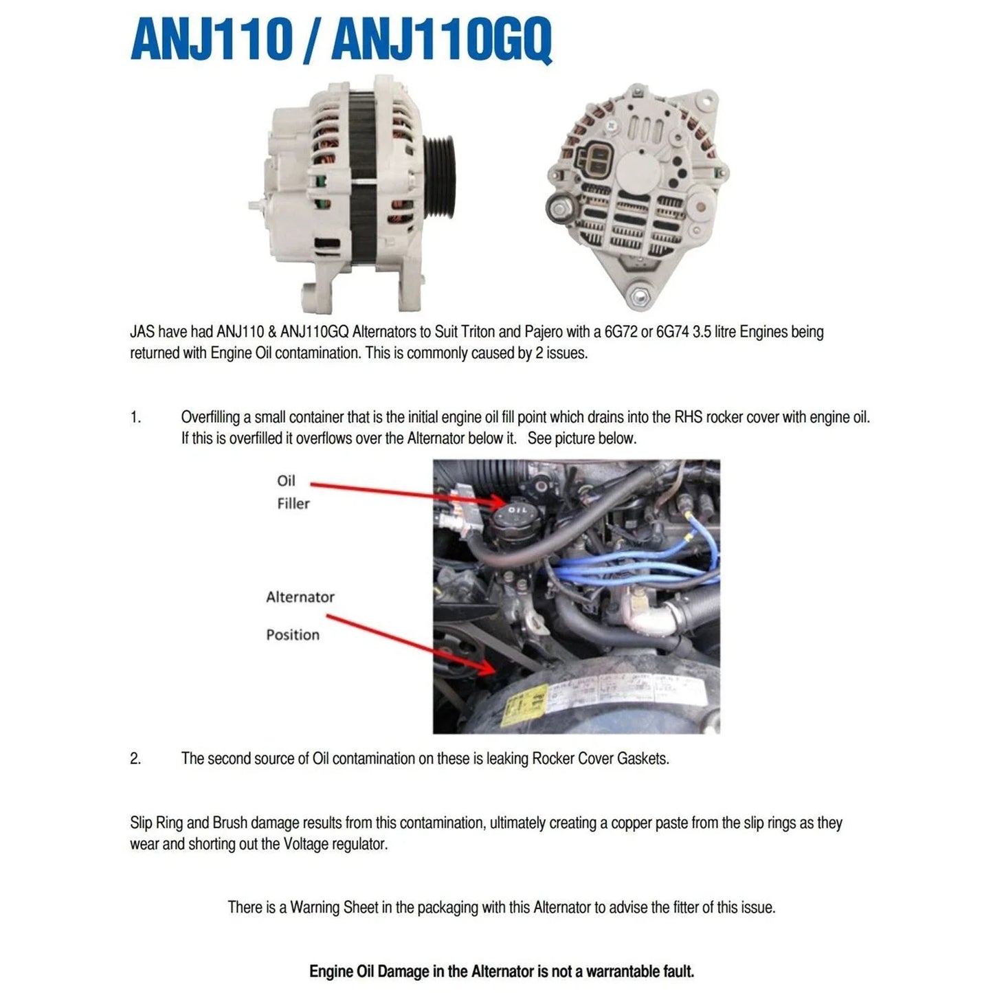 Alternator Mitsubishi Challenger PA V6 3.0L 6G72 Petrol (1998 - 2007)