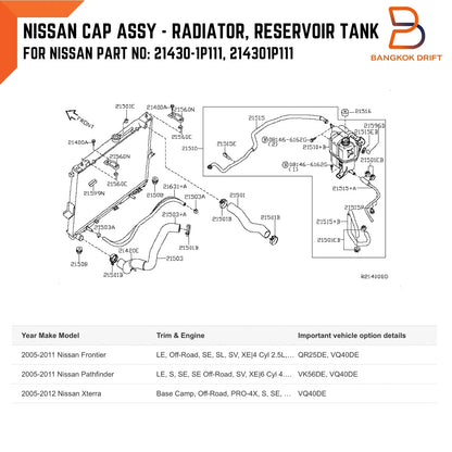 Radiator Cap for Nissan Navara D40 R51 (2005-2015)