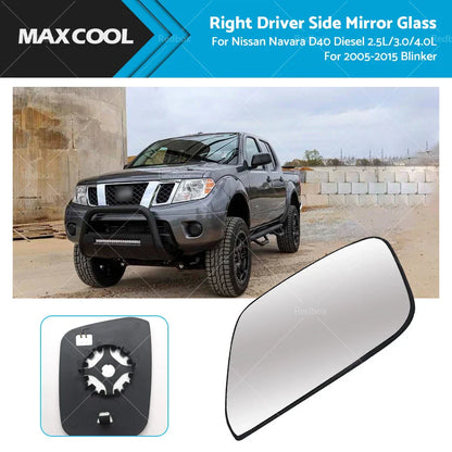 Right Driver Side Mirror Glass for Nissan Navara D40 (2005-2015)