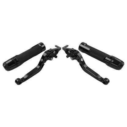 Black Extendable Brake Clutch Levers Grips Set for BMW F650GS (2002-2007)