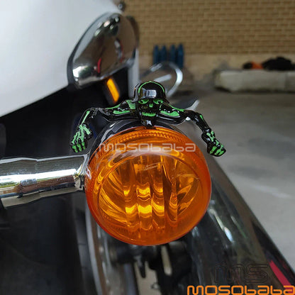 4" Headlight Visor Foglight Skull Ornament for Harley